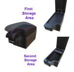 ⁦كونسولة ومسند يد للسيارة جلد مستويين لتخزين الأغراض واربع مخارج يو اس بي وحامل اكواب في الخلف مستويات مختلفة لراحة اليد اثناء قيادة السيارة مناسب لجميع السيارات - CON-02 - لون اسود⁩ - الصورة ⁦7⁩