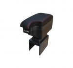 كونسولة ومسند يد للسيارة جلد مستويين لتخزين الأغراض واربع مخارج يو اس بي وحامل اكواب في الخلف مستويات مختلفة لراحة اليد اثناء قيادة السيارة مناسب لجميع السيارات - CON-02 - لون اسود