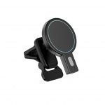 شاحن سيارة مغناطيسي لاسلكي 15 واط شحن سريع يثبت بفتحة التكيف في السيارة متوافق ايفون 12 و ايفون 12 برو وايفون 12 برو ماكس - 973 - أسود