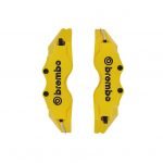 Brake Caliper Pads Cover two pieces, 3D, sports Decor, brake decoration Medium size 16 & 17 inch - 20-1 - Yellow color