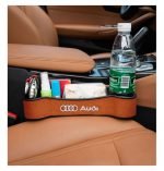 Car Seat Side Organizer and Cup Holder Multifunctional 2 Piece for Audi- CSB - Brown