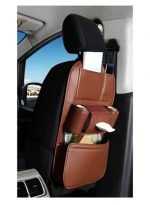 Car Seat Back Storage Organizer Bag Faux Leather Multifunction Organizer Holder Travel Accessories - SCS100 - Brown