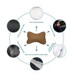 Car Leather Head and Neck Support Set of 2 Pieces - AM-06 - Brown - Image 7