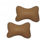 Car Leather Head and Neck Support Set of 2 Pieces - AM-06 - Brown