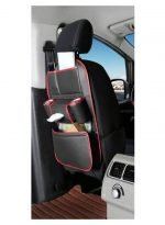 Car Seat Back Storage Organizer Bag Faux Leather Multifunction Organizer Holder Travel Accessories - SCS100 - Black & Red - Image 4