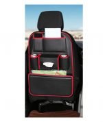 Car Seat Back Storage Organizer Bag Faux Leather Multifunction Organizer Holder Travel Accessories - SCS100 - Black & Red - Image 5