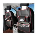 Car Seat Back Storage Organizer Bag Faux Leather Multifunction Organizer Holder Travel Accessories - SCS100 - Black & Red - Image 6