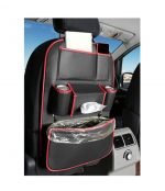Car Seat Back Storage Organizer Bag Faux Leather Multifunction Organizer Holder Travel Accessories - SCS100 - Black & Red - Image 2