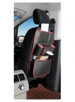 Car Seat Back Storage Organizer Bag Faux Leather Multifunction Organizer Holder Travel Accessories - SCS100 - Black & Red