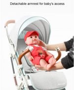 ⁦عربة أطفال قابلة للطي بسهولة مع مظلة قاعدة عريضة رباعية العجلات - LZD A8188 - اخضر في رمادي⁩ - الصورة ⁦5⁩