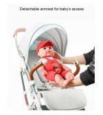 ⁦عربة أطفال قابلة للطي بسهولة مع مظلة قاعدة عريضة رباعية العجلات - LZD A8188 - اخضر في رمادي⁩ - الصورة ⁦7⁩