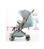 ⁦عربة أطفال قابلة للطي بسهولة مع مظلة قاعدة عريضة رباعية العجلات - LZD A8188 - اخضر في رمادي⁩ - الصورة ⁦3⁩
