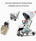 ⁦عربة أطفال قابلة للطي بسهولة مع مظلة قاعدة عريضة رباعية العجلات - LZD A8188 - اخضر في رمادي⁩ - الصورة ⁦4⁩