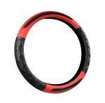 Leather Car Steering Wheel Cover - CW10 - Black & Red