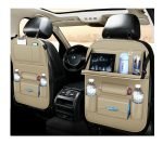 ⁦منظم وحقيبة تخزين خلفية لمقعد السيارة مع طاولة قابلة للطي من جلد الصناعي وحامل منظم متعدد الوظائف - SCS200 - بيج⁩ - الصورة ⁦6⁩