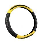 Leather Car Steering Wheel Cover - CW10 - Black & Yellow