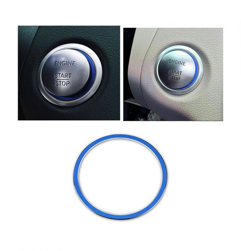 71B8O2bvq2L Engine start button cover For Mercedes GLA 2016-2019 / Blue Color - Image 1