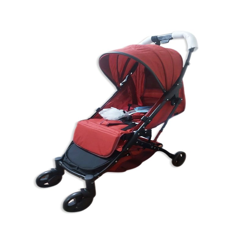 000000000 Baby Stroller Easily foldable baby stroller with four wheel wide base - A8188JL - Red - Image 1