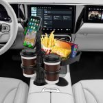 Car cup holder with holder Mobile & a detachable rotating food tray in addition to 2 small cup slots and a large cup slot / Model CUP-B06 - Image 7