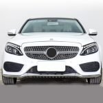 Car front grille compatible with Mercedes CW205 Model 2015 - 2018 Without Camera Hole / Diamond Chrome  Color - Image 2