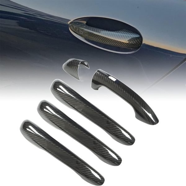 Car door handle cover compatible with Mercedes C & E & GLC & GLB & B & W205 / Carbon Color