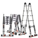Imported telescopic aluminum ladder, interlocking, adjustable - length 1.9 meters, bendable 360 ​​degrees / Model YT-ATM190