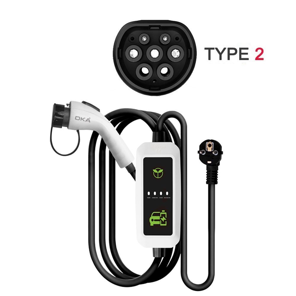 9 OKA Electric Car Charger Compatible with All Electric Cars 3.5 KW – 16 Amp – 250 Volt ( TYPE2 portable EV charger ) / Model YYU20 - Image 1
