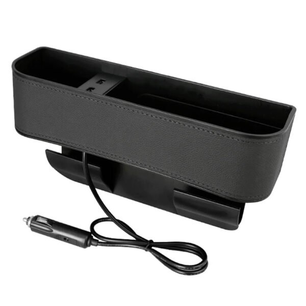 Multi-functional car seat side organizer suitable for all types of cars (one piece) equipped with 2 USB ports / Model GFF – Black Color