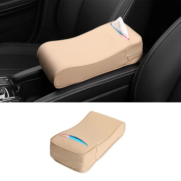 High-quality leather armrest for hand comfort while driving and equipped with a tissue holder / Model PPT50 – Beaje Color