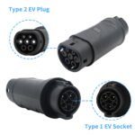 ⁦اوكا محول شحن سيارات كهربائية من بروتوكول Type 1 الامريكي و الياباني إلى Type 2 الاوروبي / موديل ( T1-T2 )⁩ - الصورة ⁦2⁩