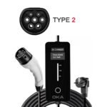 Oka Portable Electric Vehicle (EV) Charger TYPE2, Dustproof and Water Spray Resistant, 16Amp, 3.5Kw/ Model:TurboVolt