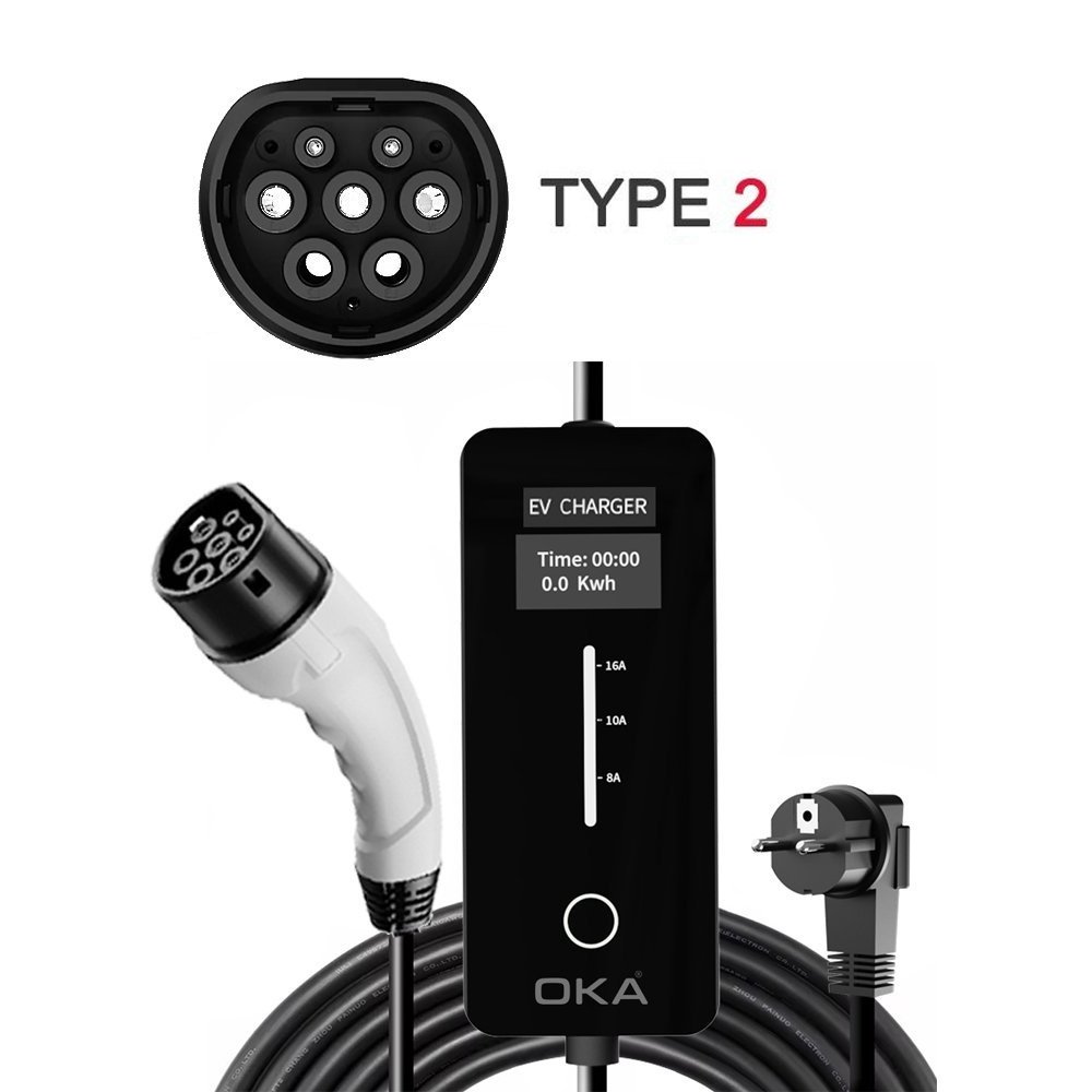 2 Oka Portable Electric Vehicle (EV) Charger TYPE2, Dustproof and Water Spray Resistant, 16Amp, 3.5Kw/ Model:TurboVolt - Image 1
