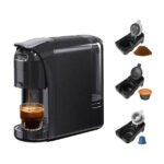 4-in-1 coffee machine that works with Nespresso, Dolce Gusto capsules, and ground coffee.  / Model BL20