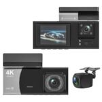 Smart Dash Cam with 3 shooting directions, 2.0-inch HD screen, supports continuous loop recording and memory cards up to 128GB with auto power on/off function