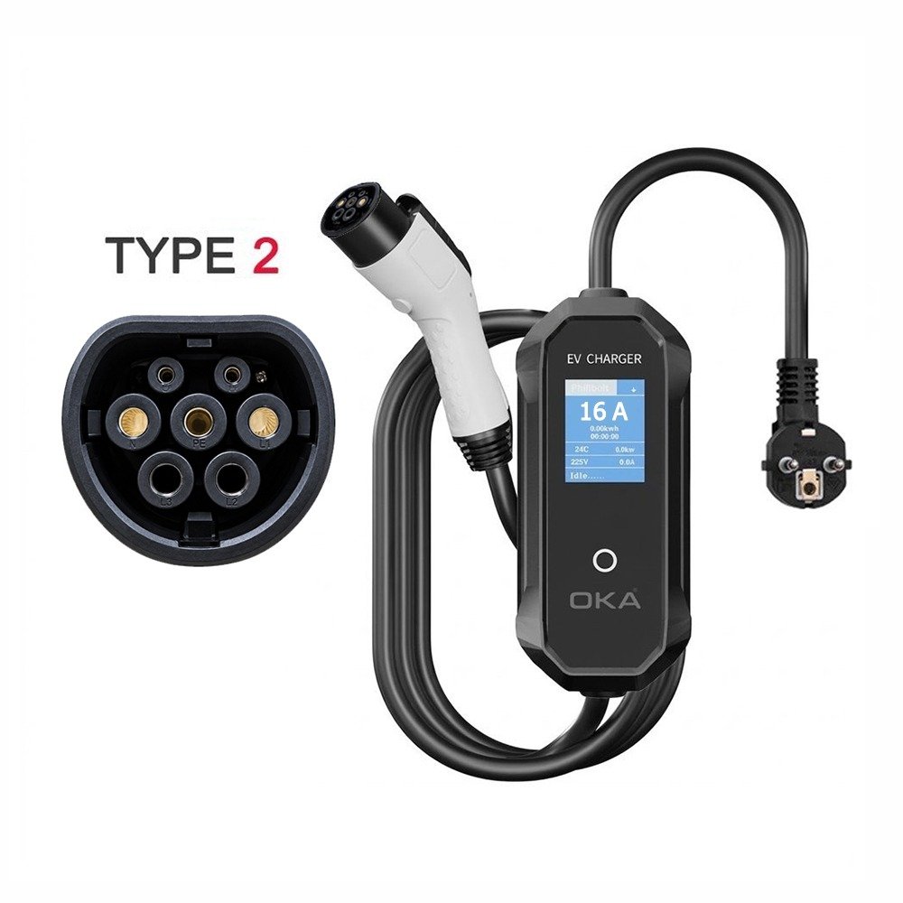 WhatsApp Image 2026-10-07 at 1.09.27 PM Oka Portable EV Charger TYPE2 – Dust and Splash-Resistant, Wi-Fi Enabled, 16A, 3.5kW - Image 1