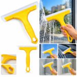 Versatile handheld rubber squeegee for cleaning glass and surfaces, orange color. - Image 8