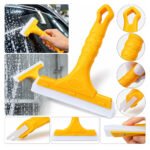 Versatile handheld rubber squeegee for cleaning glass and surfaces, orange color. - Image 5