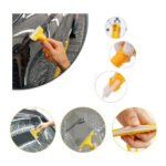 Versatile handheld rubber squeegee for cleaning glass and surfaces, orange color. - Image 3